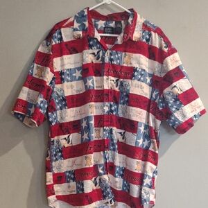 Cotton Traders Sport Men's Xlg Freedom-Themed‎ Button Down Casual Shirt